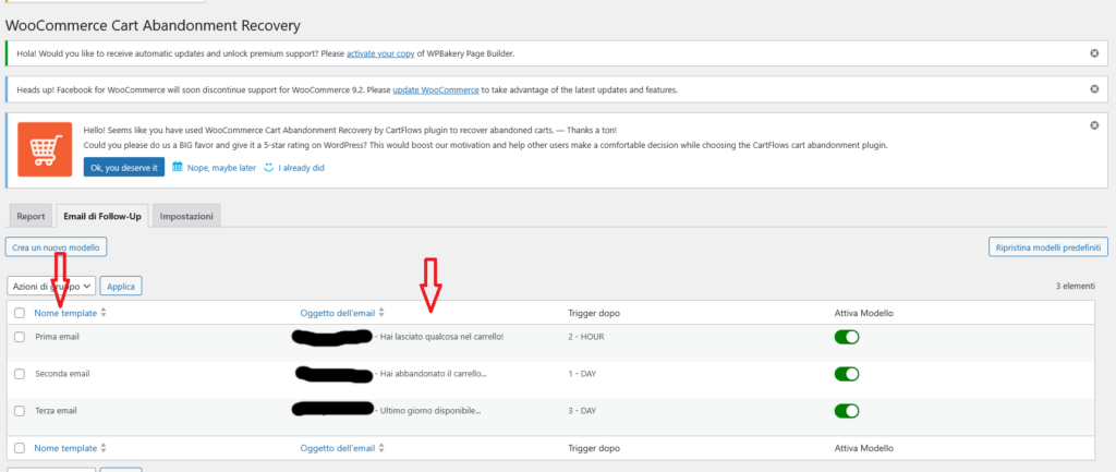 Email carrello abbandonato